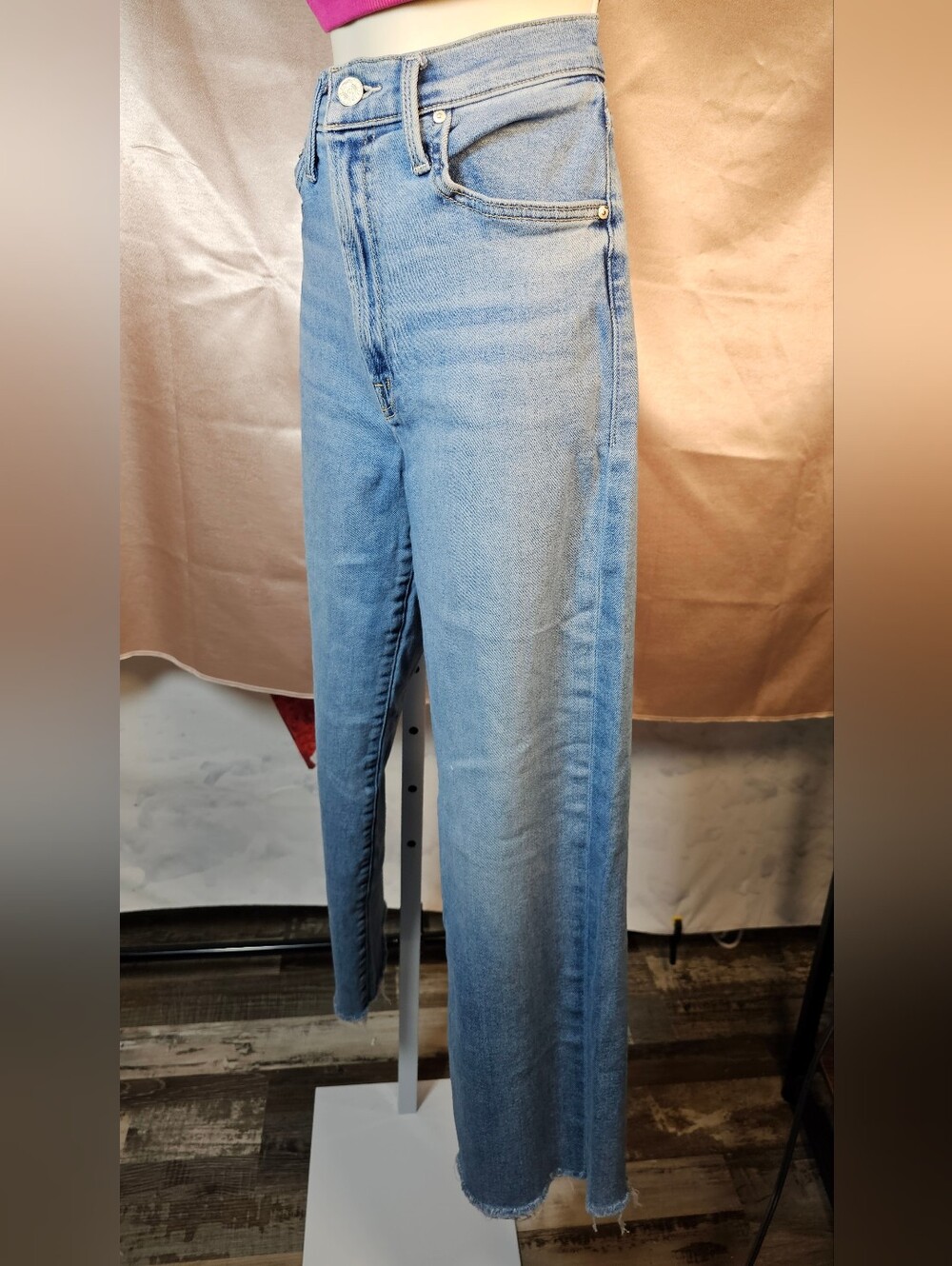 MOTHER The Rambler Zip Ankle Jeans Size 26 High Rise Wide Straight Raw Hem - Picture 2 of 7